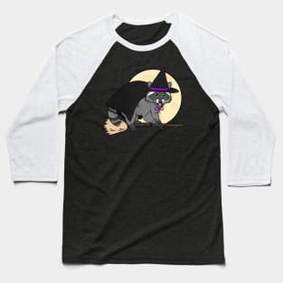 Halloween Witch Raccoon Baseball T-Shirt